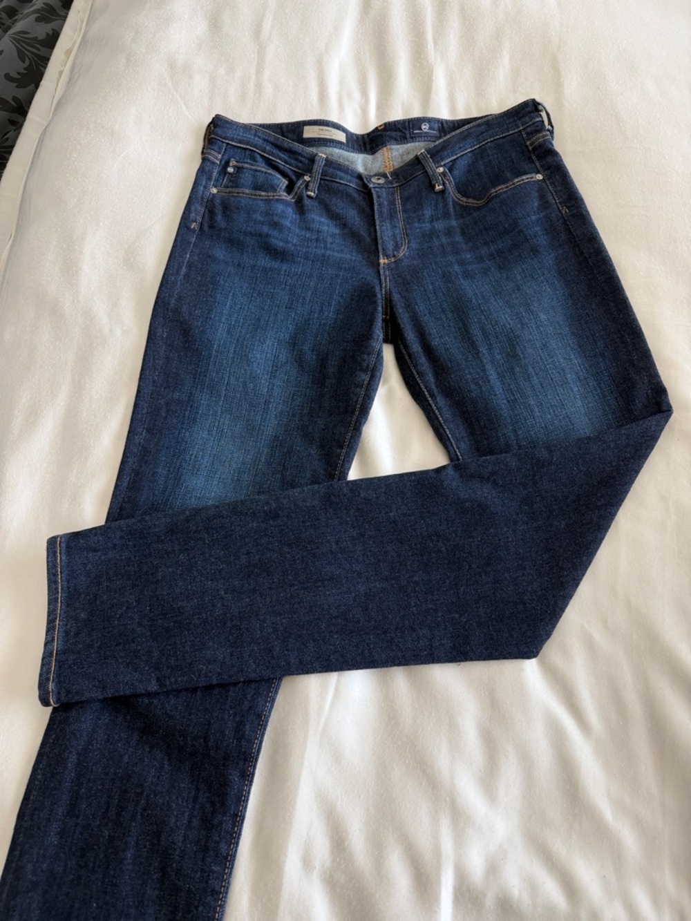 Ag Adriano Goldschmied Dark Blue Straight-Leg Jeans